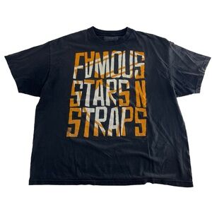 Famous Stars And Straps Shirt Mens‎ XXL Black Y2K Grunge Spellout AOP Lettering